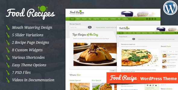 Food Recipes — тема для создания кулинарного сайта