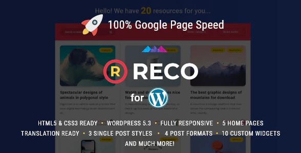 Reco - легкая, светлая блоговая тема для WordPress
