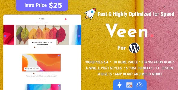 Veen - легкая, светлая блоговая тема для WordPress